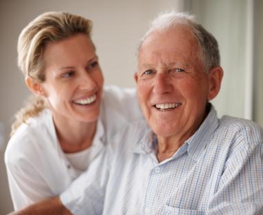 Senior Man With in Home Caregiver